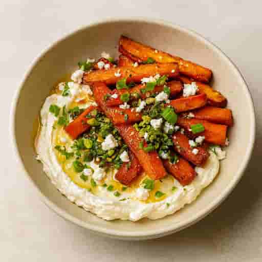 Crispy Carrot Fries + Honey Ricotta & Pistachio Crunch