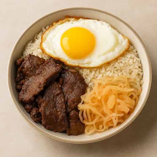 Beef Tapsilog with Butter Garlic Rice
